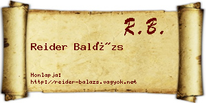 Reider Balázs névjegykártya